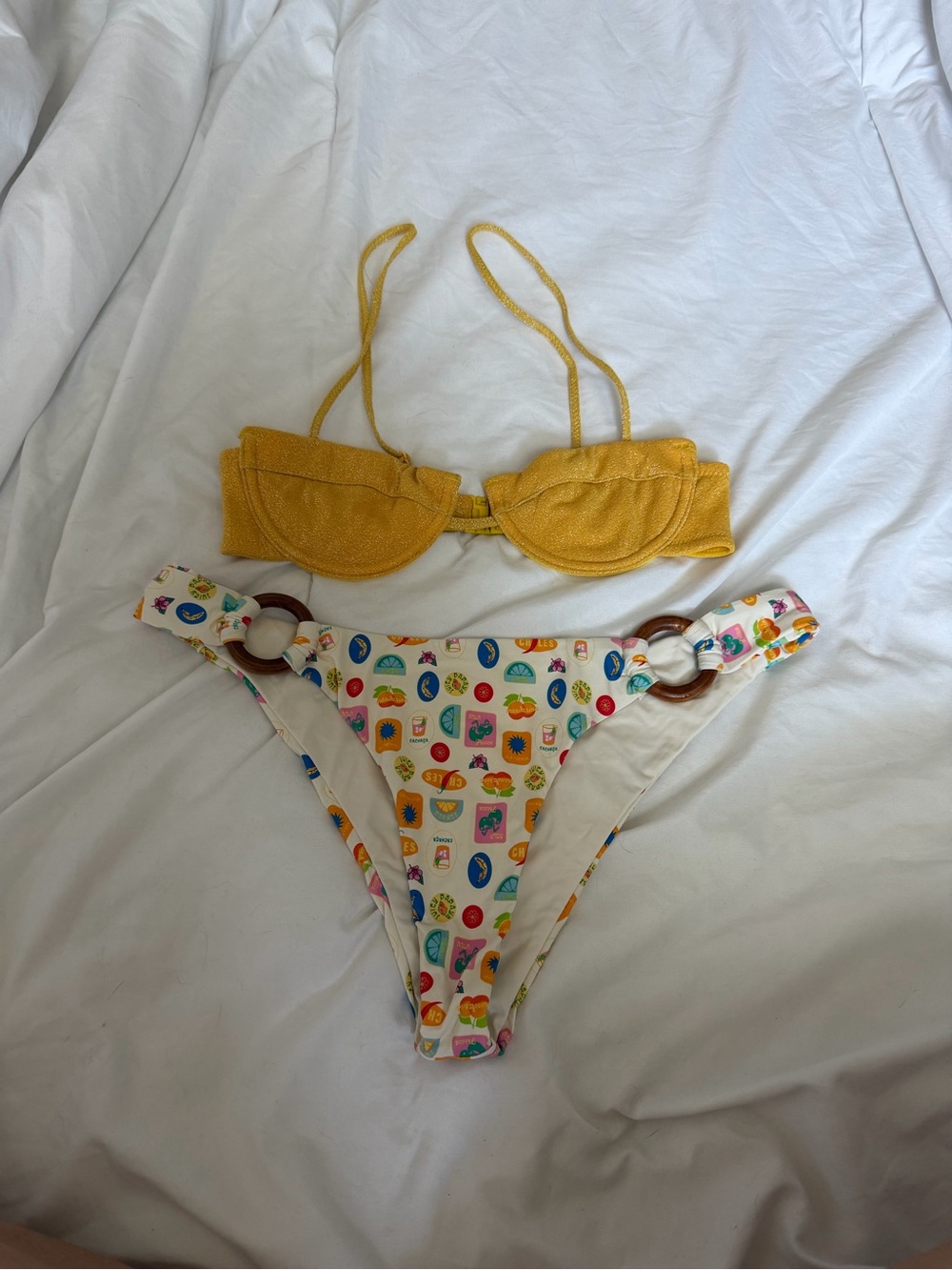 triangl swimwear Yellow Women's Jeans-Style Bikini Top